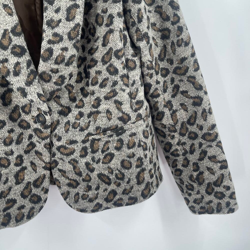 LOFT ANN TAYLOR Blazer Small Wool Blend Business Animal Print Office Work Career - Picture 8 of 12